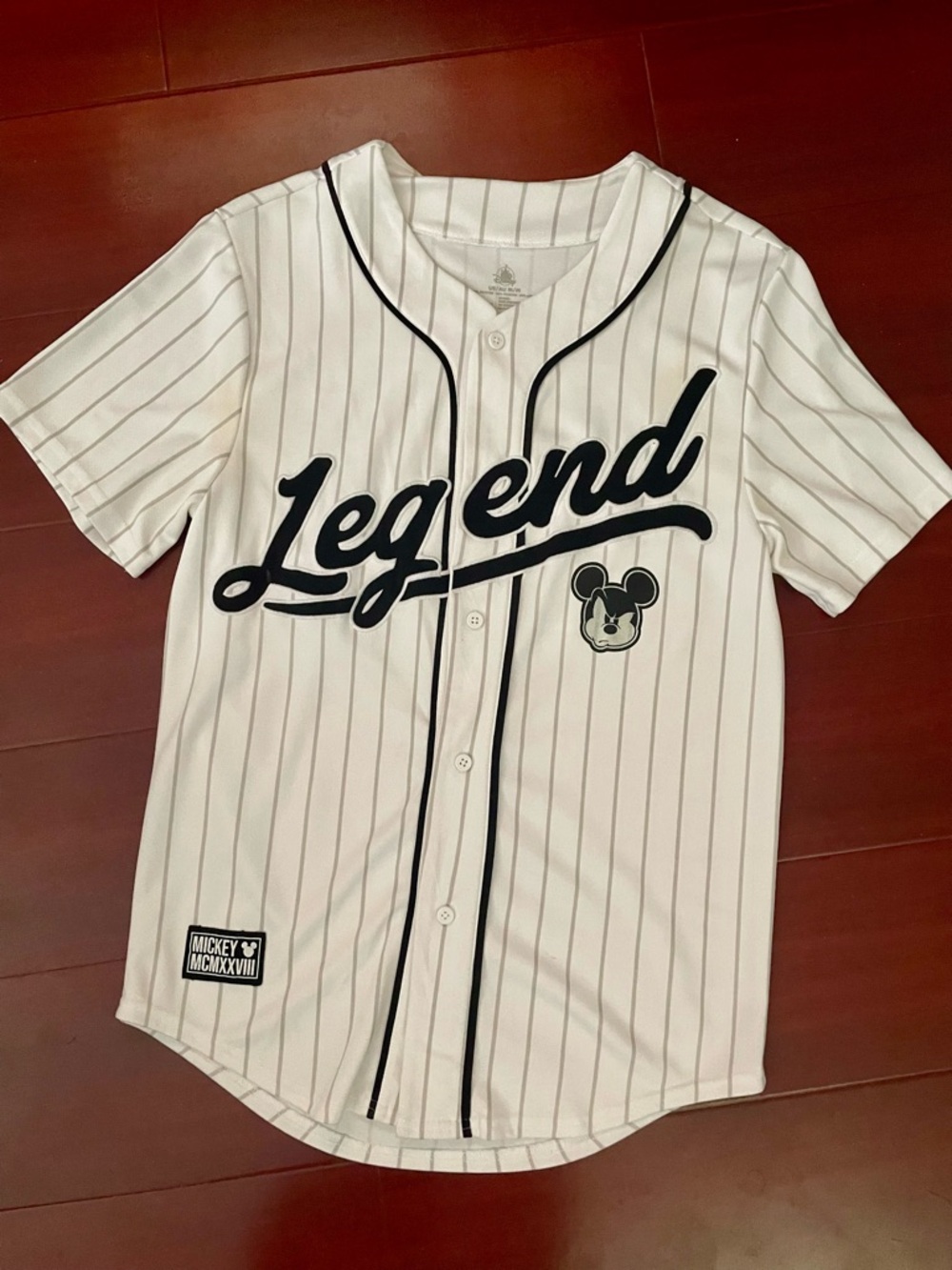 Disney White Jersey with Black Pinstripes